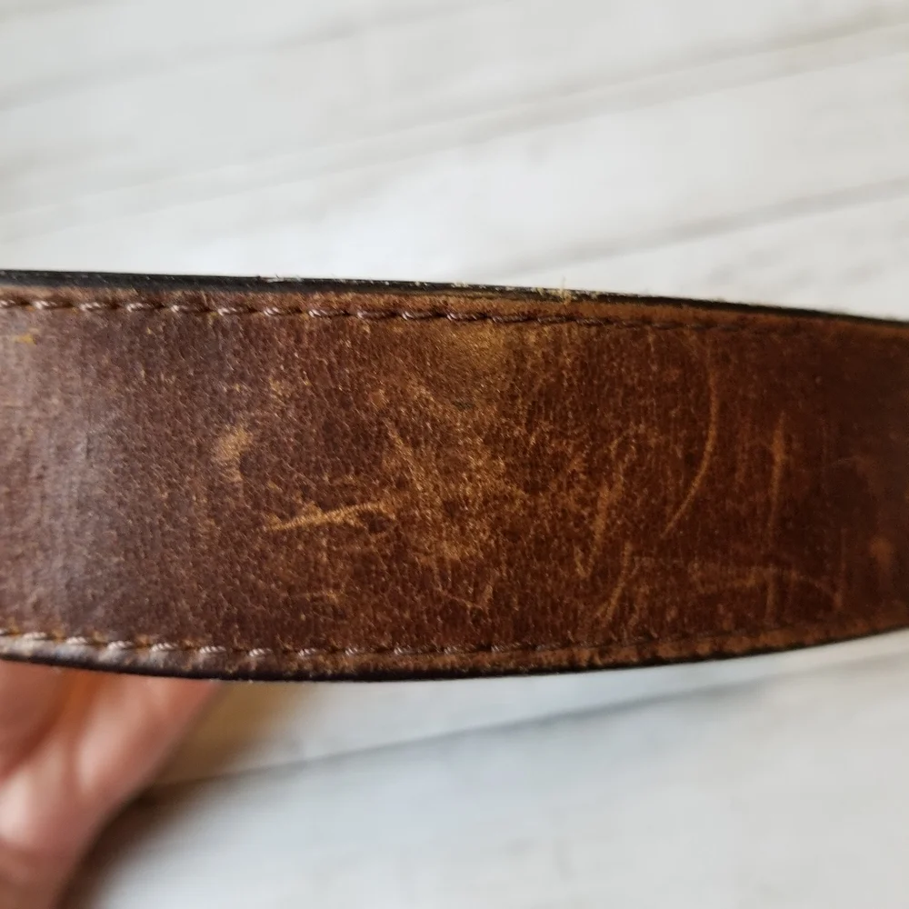 Georgia Boot Logo Brown Genuine Leather Belt